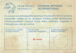 REPLY COUPONS, UPU, 80 CENTS, UNUSED, FRANCE - Reply Coupons