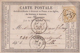 France N°55 Sur Carte Postale Précurseur Frappé à Sec Expéditeur - TB - 1871-1875 Cérès