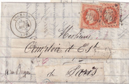 France N°31 X 2 Sur Lettre - TB - 1863-1870 Napoleon III With Laurels