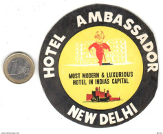 ETIQUETA DE HOTEL     HOTEL AMBASSADOR  - NEW DELHL  -INDIA - Etiquettes D'hotels