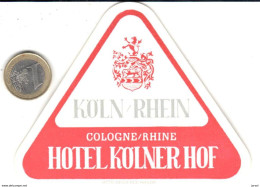 ETIQUETA DE HOTEL  -  HOTEL KOLNER HOF  -KÖLN (COLONIA)  ALEMANIA - Etiquettes D'hotels