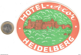 ETIQUETA DE HOTEL  -  HOTEL ACOR  -HEIDELBERG  -ALEMANIA - Etiquettes D'hotels