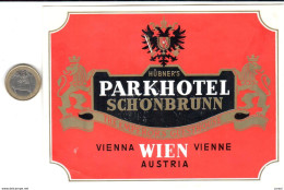 ETIQUETA DE HOTEL   PARKHOTEL SCHÖNBRUNN  -WIEN (VIENA)  AUSTRIA - Etiquettes D'hotels