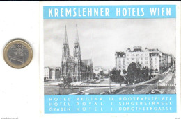 ETIQUETA DE HOTEL   KREMSLEHNER  -WIEN (VIENA)  AUSTRIA - Etiquettes D'hotels