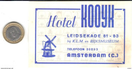 ETIQUETA DE HOTEL  -HÔTEL KOOYK  -AMSTERDAM - Etiquettes D'hotels