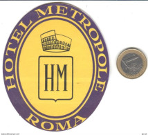 ETIQUETA DE HOTEL  HOTEL METROPOLE  -ROMA - Etiquettes D'hotels