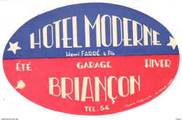 ETIQUETA DE HOTEL  -HOTEL MODERNE  -BRIANÇON  -FRANCIA - Etiquettes D'hotels