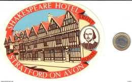 ETIQUETA DE HOTEL  - SHAKESPEARE HOTEL  -STRATFORD ON AVON  .INGLATERRA - Etiquettes D'hotels