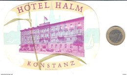 ETIQUETA DE HOTEL  - HOTEL HALM  -KONSTANZ  -ALEMANIA - Etiquettes D'hotels