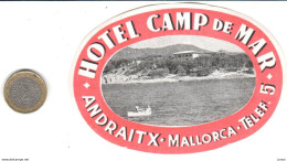 ETIQUETA DE HOTEL  - HOTEL CAMP DE MAR  -ANDRAITX  -MALLORCA - Etiquettes D'hotels