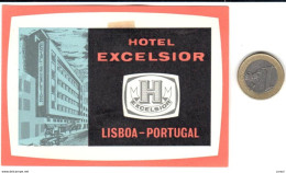 ETIQUETA DE HOTEL  -HOTEL EXCELSIOR  -LISBOA  -PORTUGAL  (CON CHANELA) - Etiquettes D'hotels