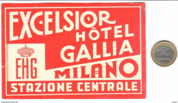 ETIQUETA DE HOTEL  -EXCELSIOR HÔTEL GALLIA  -MILANO  -ITALIA - Etiquettes D'hotels