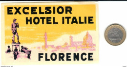 ETIQUETA DE HOTEL  -EXCELSIOR HOTEL ITALIE  -FLORENCE  -ITALIA - Etiquettes D'hotels