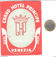 ETIQUETA DE HOTEL  -GRAND HOTEL PRINCIPE  -VENEZIA -ITALIA - Etiquettes D'hotels