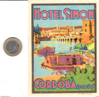 ETIQUETA DE HOTEL  - HOTEL SIMON  -CORDOBA - Etiquettes D'hotels