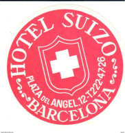 ETIQUETA DE HOTEL  - HOTEL SUIZ0  -BARCELONA - Etiquettes D'hotels
