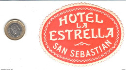 ETIQUETA DE HOTEL  -HOTEL ESTRELLA  -SAN SEBASTIAN - Etiquettes D'hotels