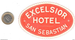 ETIQUETA DE HOTEL  -HOTEL EXCELSIOR  -SAN SEBASTIAN - Etiquettes D'hotels