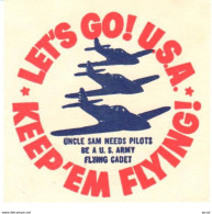 ETIQUETA DE AVION  - LET'S GO U.S.A ARMY  KEEP'EM FLYING - Etiquetas De Equipaje