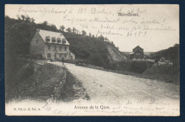 Maredsous ( Anhée). Avenue De La Gare. A Gauche L' Hôtel De Belle Vue. A Droite La Gare De Denée-Maredsous. 1905 - Anhee