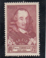 France - Année 1937 - Neuf** - N°YT 335** - Pierre Corneille - Unused Stamps