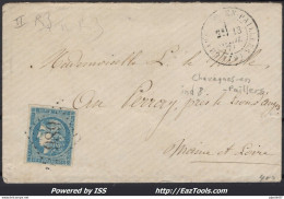 FRANCE N°45C SUR LETTRE GC 989 CHAVAGNES EN PAILLERS VENDÉE + CAD DU 13/04/1871 - 1870 Emissione Di Bordeaux