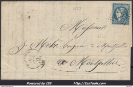 FRANCE N°45C SUR LETTRE GC 1529 FLORENSAC HERAULT + CAD DU 07/01/1871 - 1870 Emissione Di Bordeaux