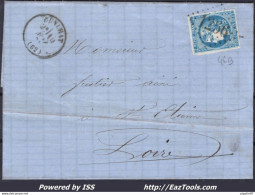 FRANCE N°46B SUR LETTRE GC 1256 CUNLHAT PUY DE DOME + CAD TYPE 16 DU 10/05/1871 - 1870 Uitgave Van Bordeaux