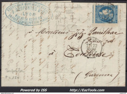 FRANCE N°46B EN BDF SUR LETTRE GC 2145 LYON RHONE + CAD TYPE 16 DU 22/03/1871 - 1870 Bordeaux Printing