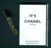 CHANEL, N° 5, Eau De Toilette Spray, 2 Ml, échantillon Tube Sur Carte - Muestras De Perfumes (testers)