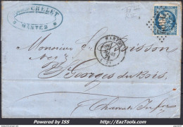 FRANCE N° 46B SUR LETTRE GC 2602 NANTES LOIRE INFERIEURE + CAD DU 01/03/1871 - 1870 Bordeaux Printing