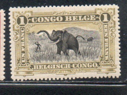 BELGIAN CONGO BELGA BELGE 1910 1905 HUNTING ELEPHANTS 1fr MH - Ungebraucht