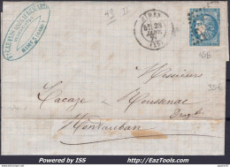 FRANCE N°45B SUR LETTRE GC 2659 NIMES GARD + CAD DU 28/01/1871 - 1870 Bordeaux Printing