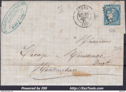FRANCE N°45B SUR LETTRE GC 2659 NIMES GARD + CAD DU 28/01/1871 - 1870 Emission De Bordeaux