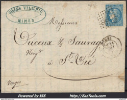 FRANCE N°46B SUR LETTRE GC 2659 NIMES GARD + CACHET A DATE DU 11/05/1871 - 1870 Emission De Bordeaux