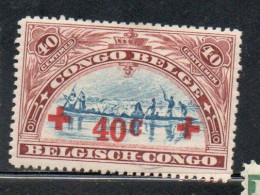 BELGIAN CONGO BELGA BELGE 1918 CANOE SURCHARGED 40 + 40c MH - Unused Stamps