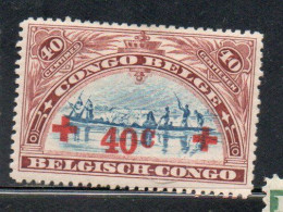 BELGIAN CONGO BELGA BELGE 1918 CANOE SURCHARGED 40 + 40c MH - Neufs