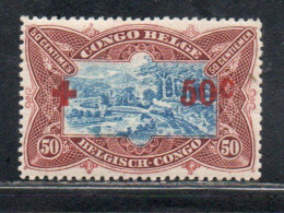 BELGIAN CONGO BELGA BELGE 1918 RAILROAD BRIDGE ON M'POZO RIVER SURCHARGED 50 + 50c MH - Unused Stamps