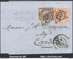 FRANCE N°38+56 SUR LETTRE GC 2795 PAU BASSES PYRENEES + CAD DU 05/03/1874 - 1871-1875 Cérès