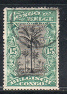 BELGIAN CONGO BELGA BELGE 1910 1915 CLIMBING OIL PALMS AND WIFE 15c USED OBLITERE' USATO - Used Stamps
