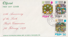 Enveloppe  FDC  1er  Jour   FIDJI    25éme   Anniversaire   Commission  Du   Pacifique   Sud    1972 - Fiji (1970-...)