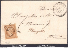 FRANCE N°21 SUR LETTRE GC 3873 ST THIBÉRY HÉRAULT + CAD PERLÉ DU 17/12/1863 - 1862 Napoléon III