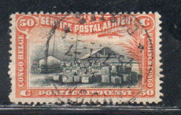 BELGIAN CONGO BELGA BELGE 1920 AIRMAIL AIR POST MAIL WHARF ON RIVER 50c USED OBLITERE' USATO - Usati