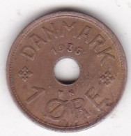 Denmark 1 Ore 1936, Christian X, En Bronze, KM# 826.2 - Danemark