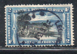 BELGIAN CONGO BELGA BELGE 1920 AIRMAIL AIR POST MAIL VIEW OF RIVER 2fr USED OBLITERE' USATO - Used Stamps