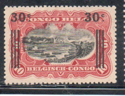 BELGIAN CONGO BELGA BELGE 1921 RIVER SCENE ON THE RIVER STANLEY FALLS SURCHARGED 30 On 10c MH - Unused Stamps