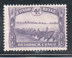 BELGIAN CONGO BELGA BELGE 1931 1937 1932 CANOES AT STANLEYVILLE 4fr MH - Unused Stamps