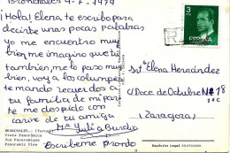 Bronchales Teruel A Zaragoza 1979 Sobre Tarjeta Postal (Matasellos De Emergencia) - Autres & Non Classés