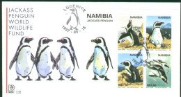 NAMIBIA Local FDC Bloc, WWF, W.W.F., WNF   /  NAMIBIE Lettre De Première Jour, Penguin Bloc  - 1997 - Pingouins & Manchots