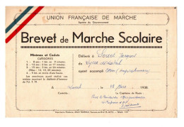 Brevet De Marche Scolaire Union Française De Marche à Laval En 1938 - Format : 20.5x13.5 Cm - Diplômes & Bulletins Scolaires